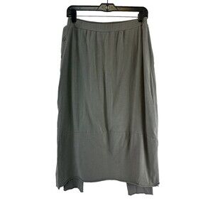 Luukaa Leggings Attached Skirt Midi Side Buttons Stretch PullOn Lagenlook Size 8